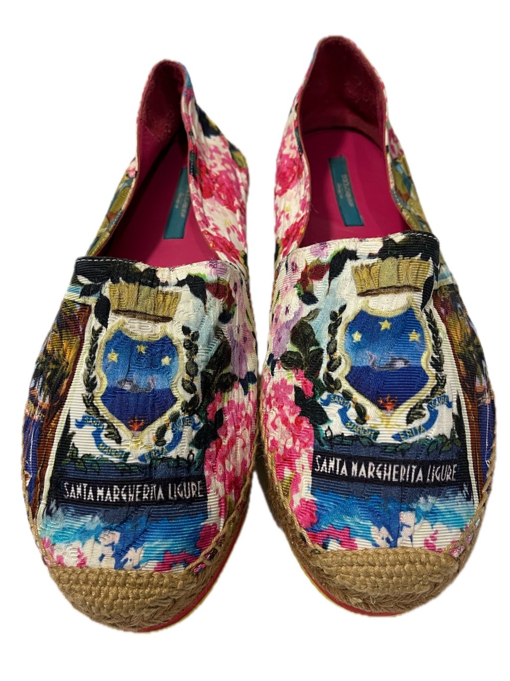 Dolce & Gabbana Floral Tropical Flar Espadrille Slip-Ons Sandals Santa Margheria